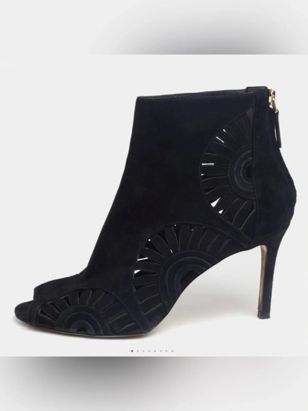 Tory Burch Leyla Black Suede Peep Toe Ankle Boots Size 8.5 🖤
